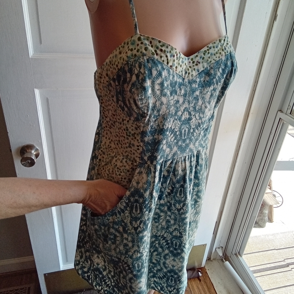 Mossimo Supply Co Sz L Sun dress w/ Spaghetti Straps Pockets Vintage Y2K Floral